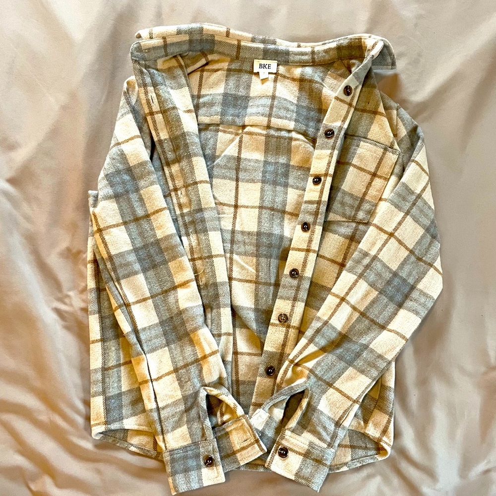 Buckle, thick plaid button down shirt size:S